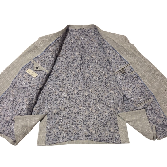 NWOT Oak Hill Men's Sport Coat Blazer 3XL 54R / 56R Gray Plaid Blue Floral - Picture 3 of 14